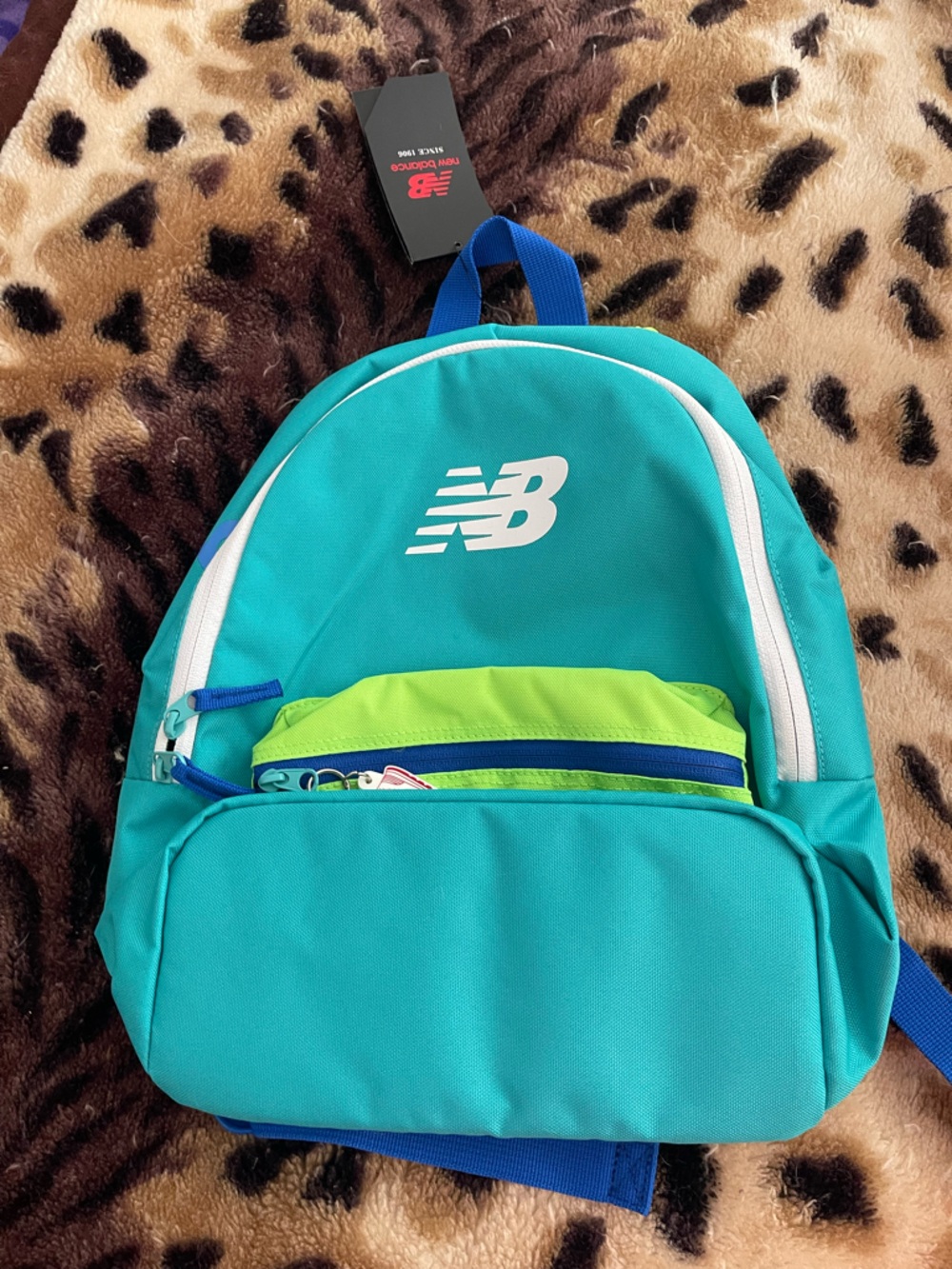 New Balance Teal & Neon Green Mini Backpack with White Logo